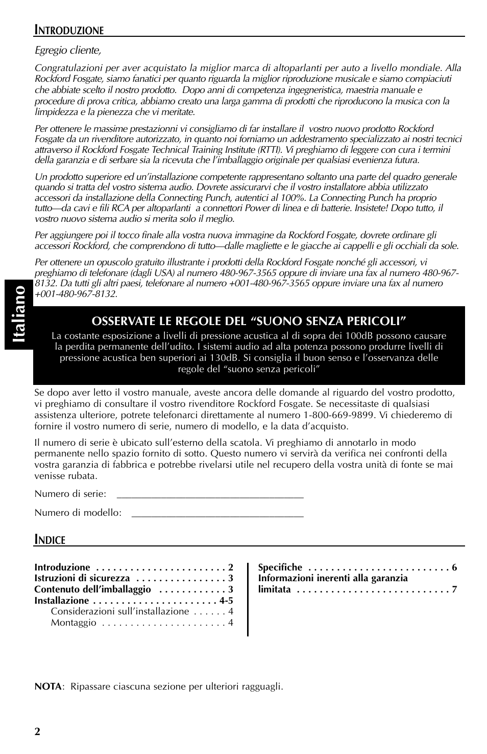 Italiano | Rockford Fosgate FRC3268 User Manual | Page 26 / 32