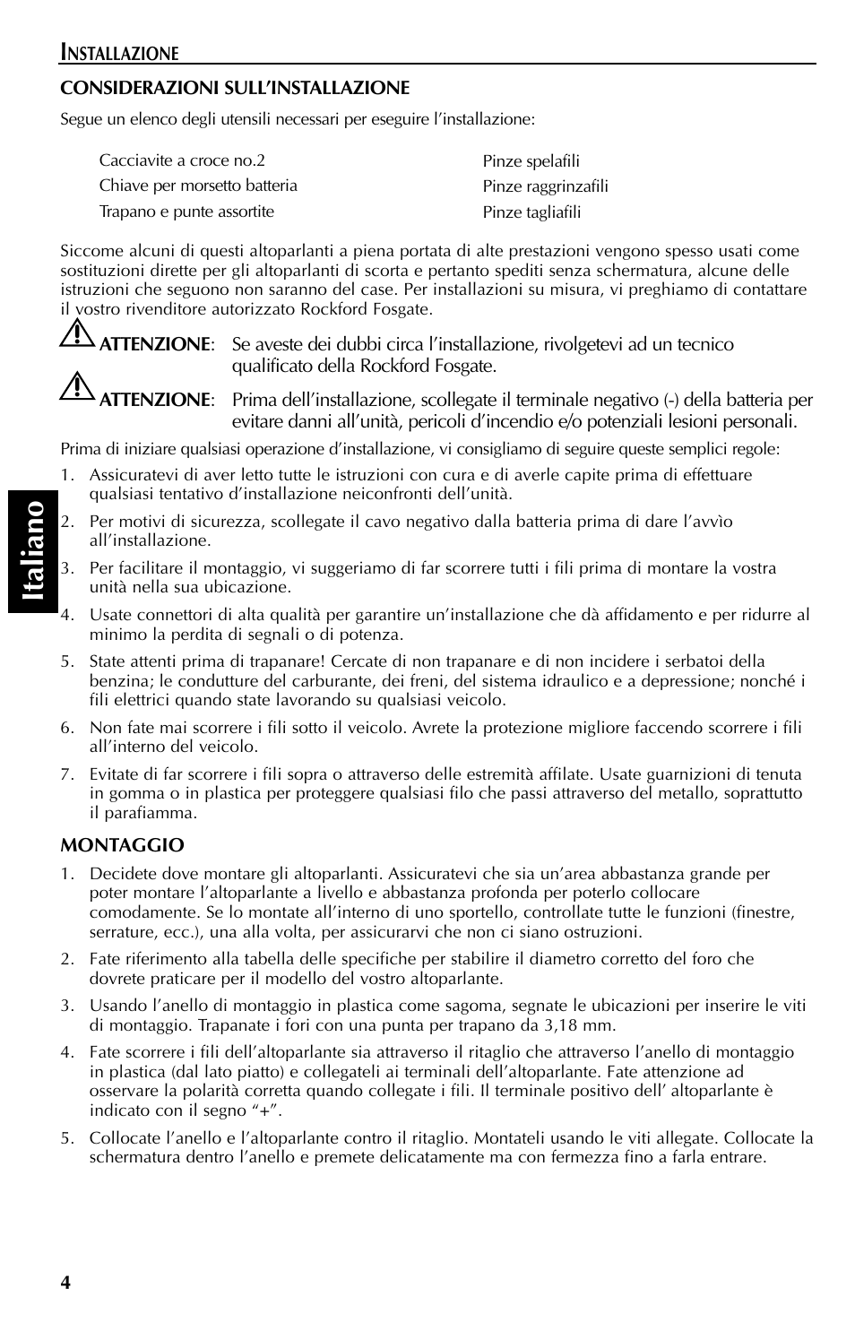 Italiano | Rockford Fosgate FRC3268 User Manual | Page 28 / 32
