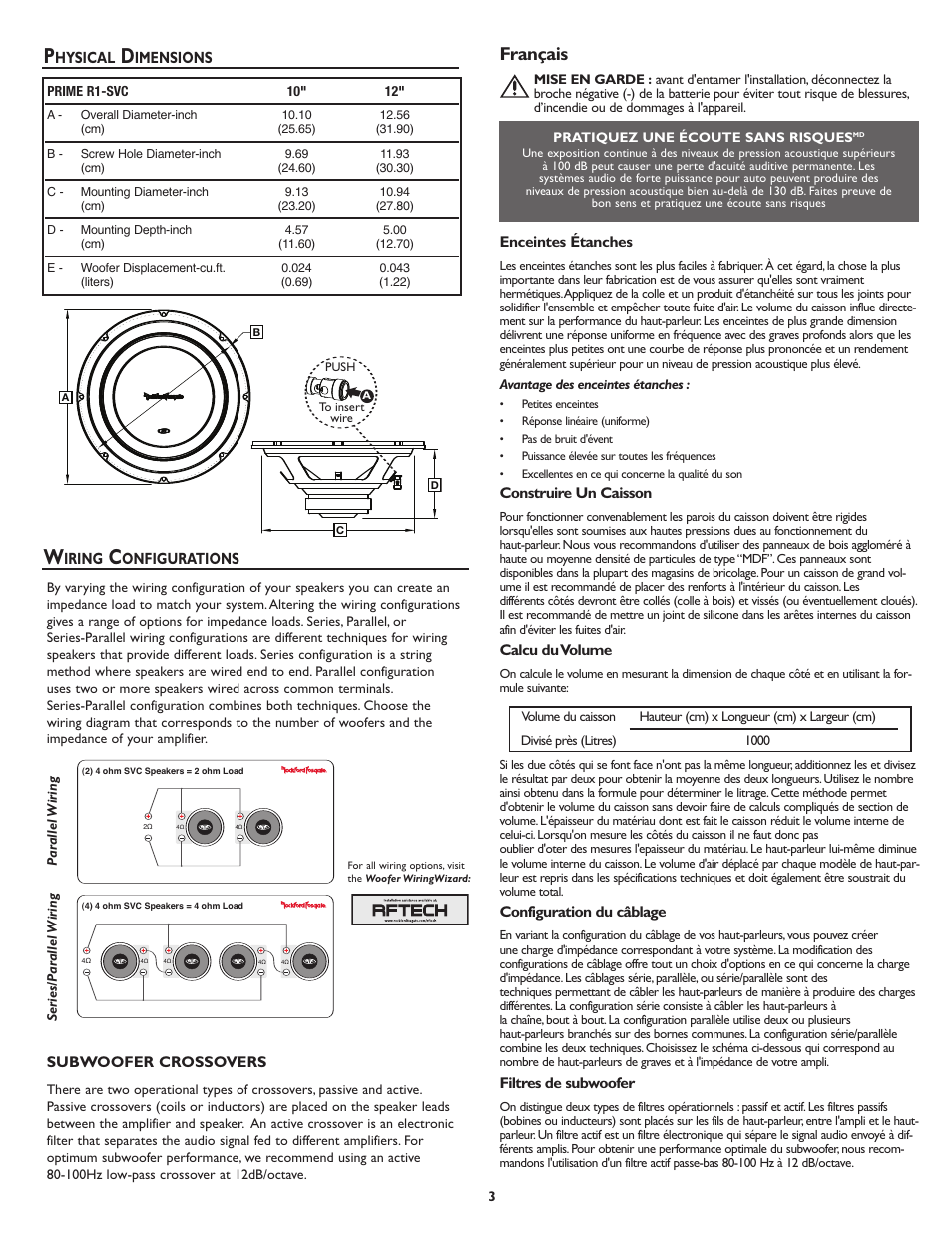 Français | Rockford Fosgate Prime R1S412 User Manual | Page 3 / 4