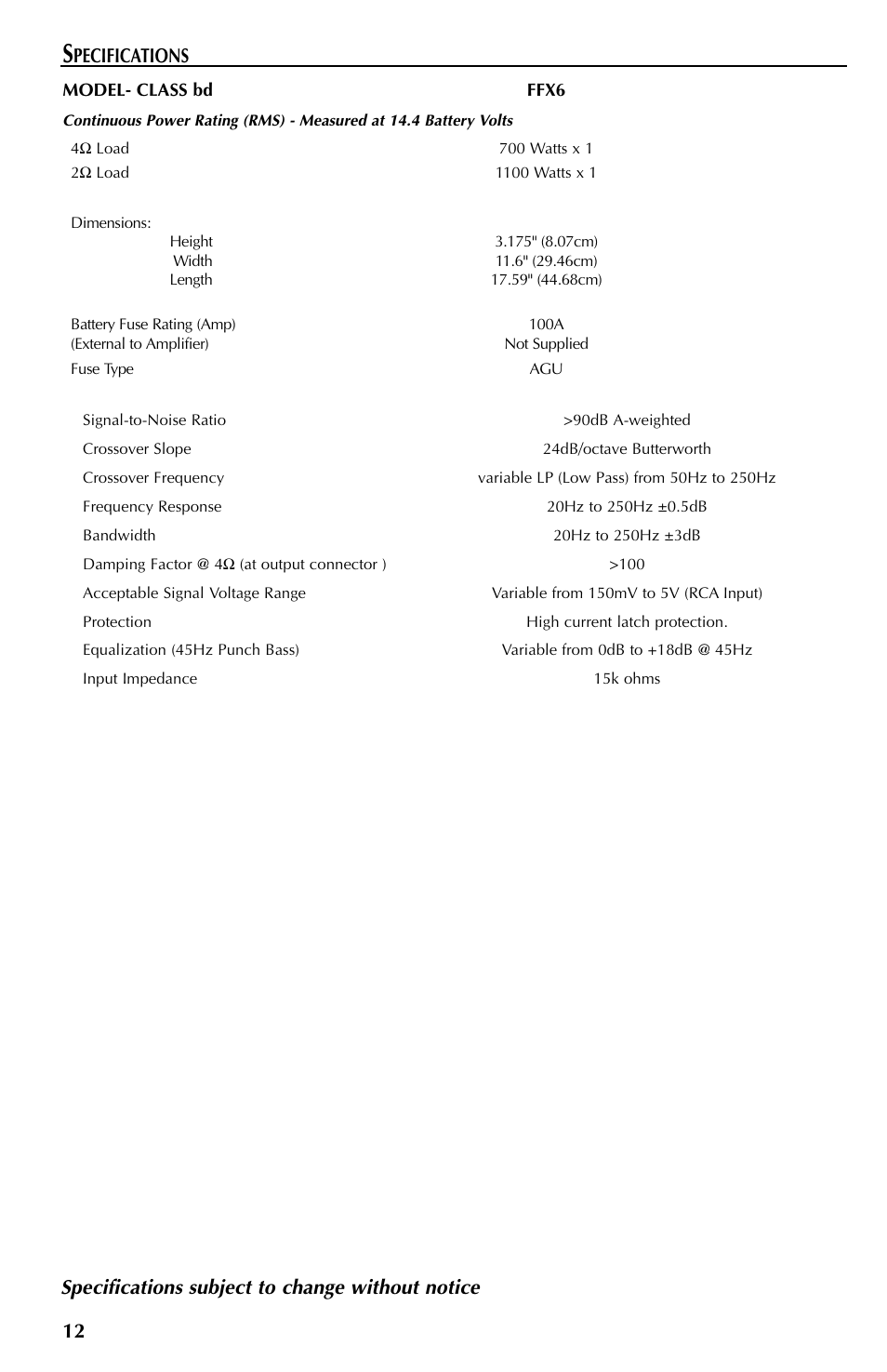 Rockford Fosgate FFX6 User Manual | Page 12 / 64