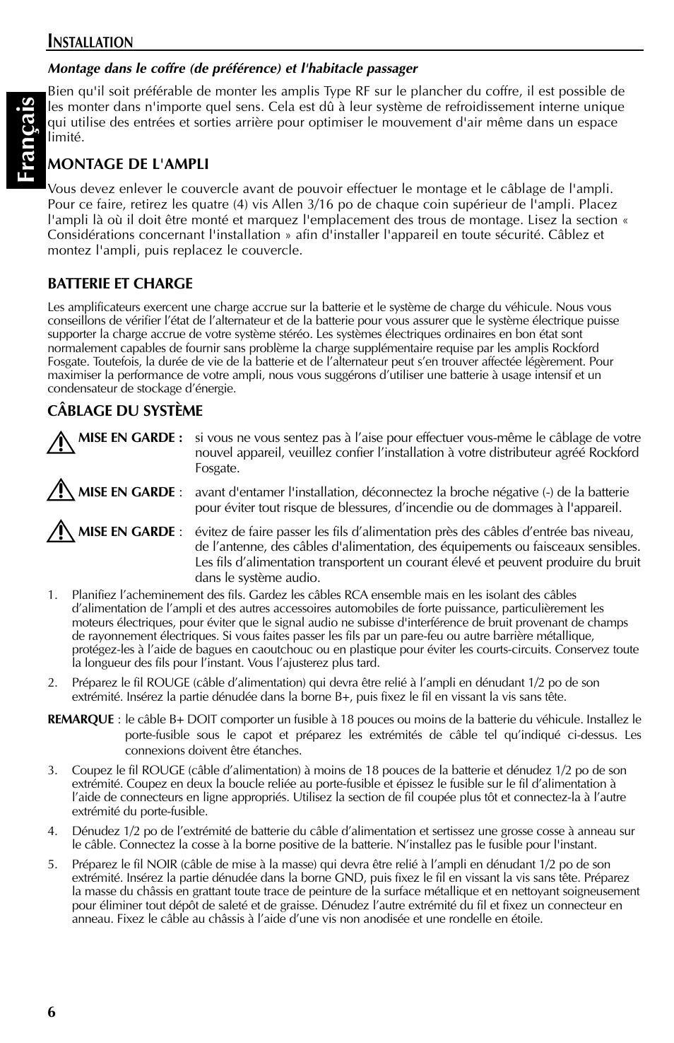 Fran çais | Rockford Fosgate FFX6 User Manual | Page 18 / 64