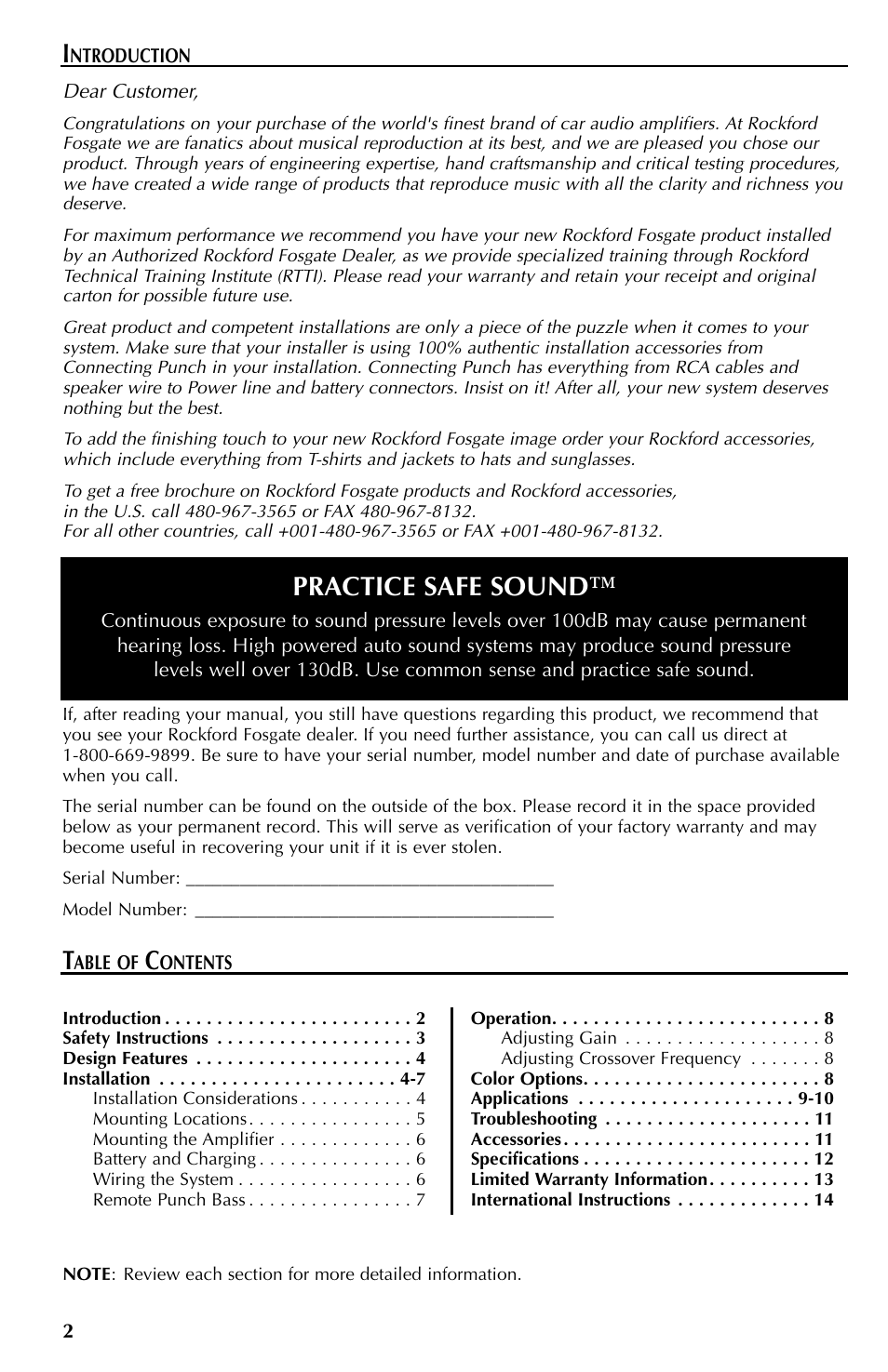 Practice safe sound | Rockford Fosgate FFX6 User Manual | Page 2 / 64