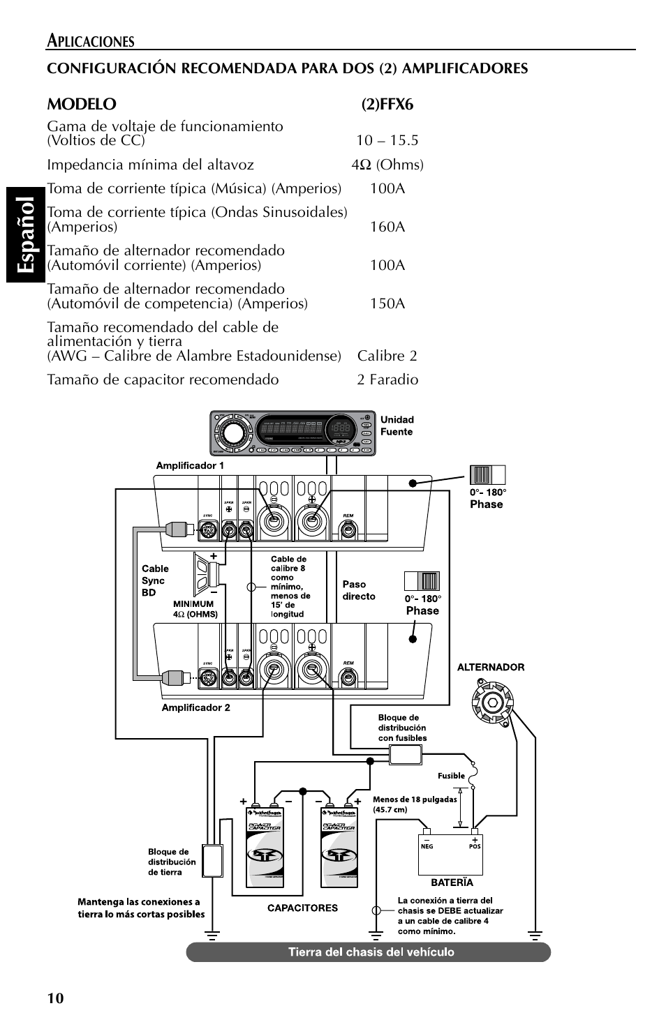 Espa ñ ol | Rockford Fosgate FFX6 User Manual | Page 34 / 64