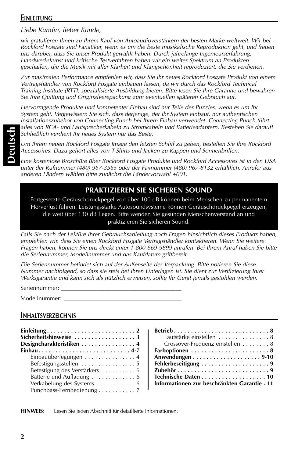 Deutsch, Praktizieren sie sicheren sound | Rockford Fosgate FFX6 User Manual | Page 38 / 64