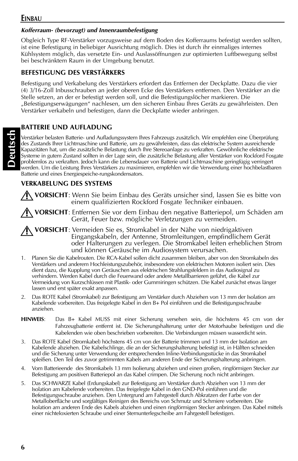 Deutsch | Rockford Fosgate FFX6 User Manual | Page 42 / 64