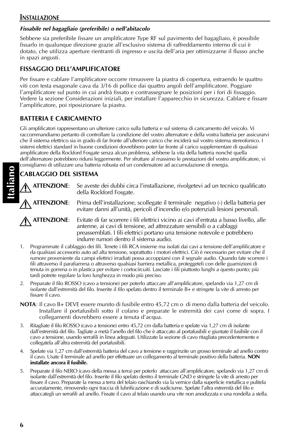 Italiano | Rockford Fosgate FFX6 User Manual | Page 54 / 64