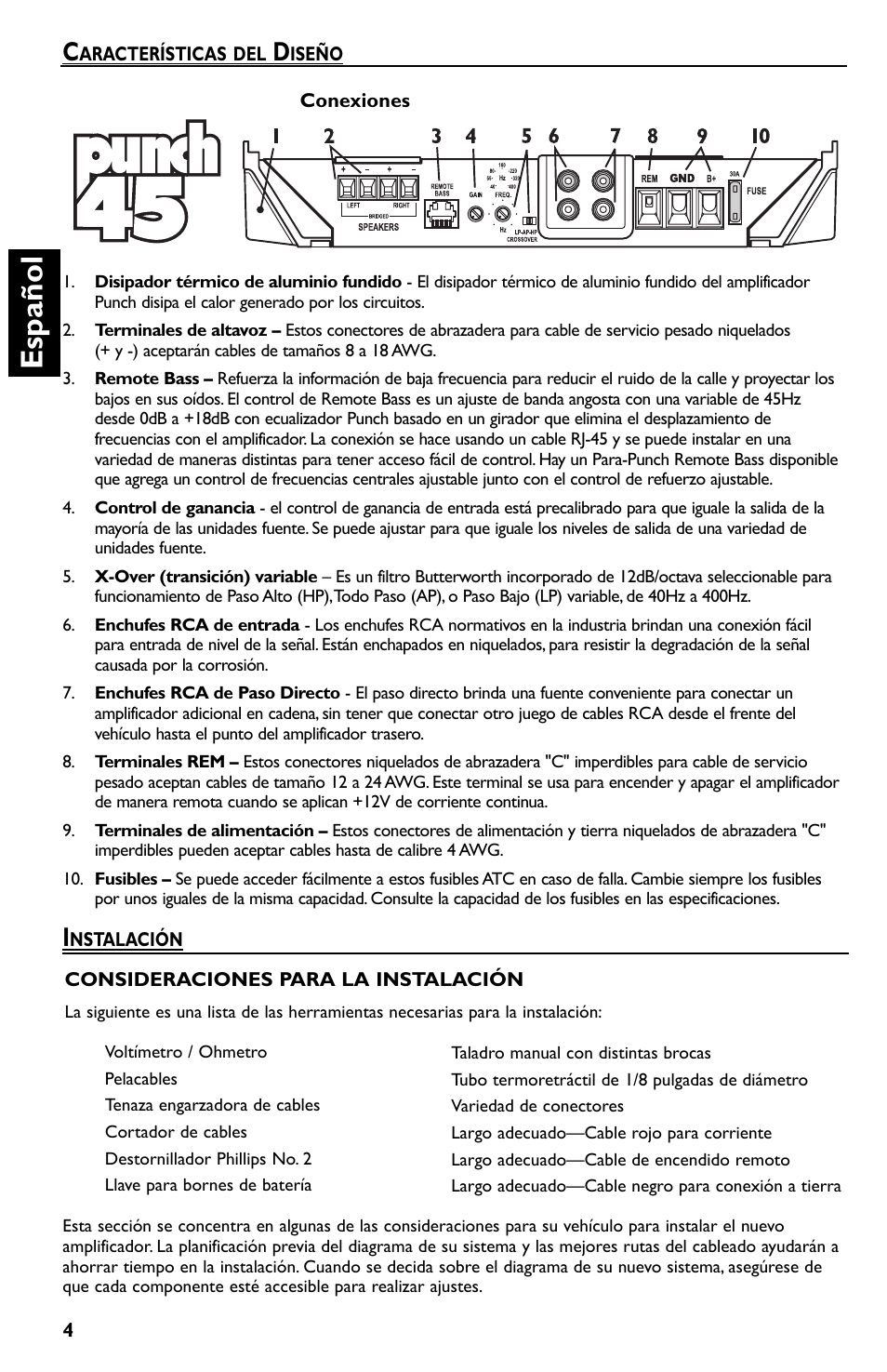 Español | Rockford Fosgate Punch 45 User Manual | Page 24 / 52