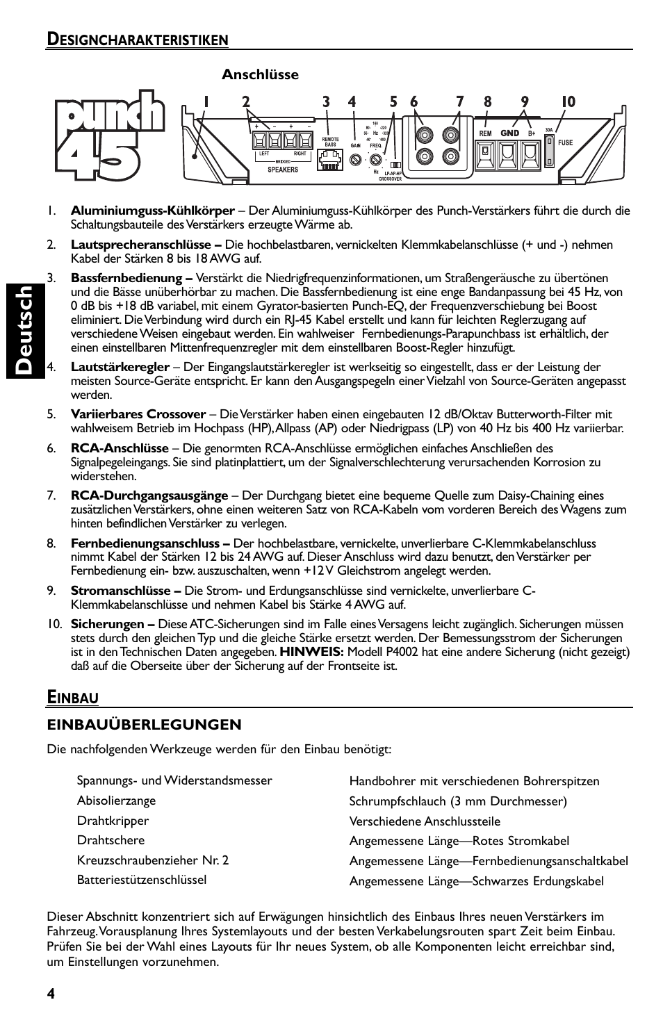 Deutsch | Rockford Fosgate Punch 45 User Manual | Page 34 / 52