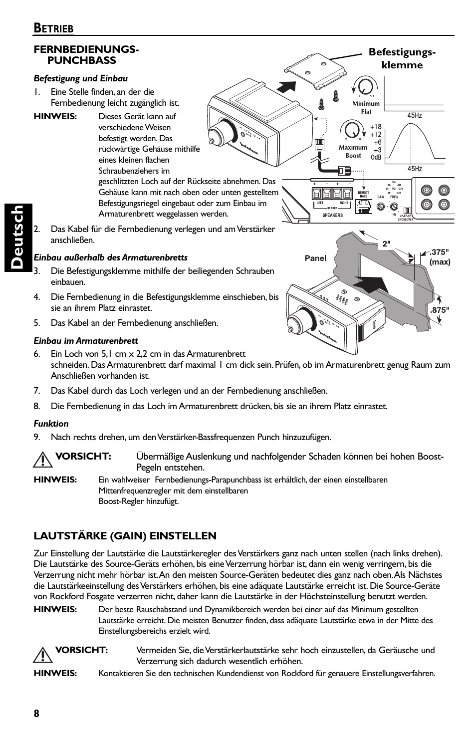 Deutsch | Rockford Fosgate Punch 45 User Manual | Page 38 / 52