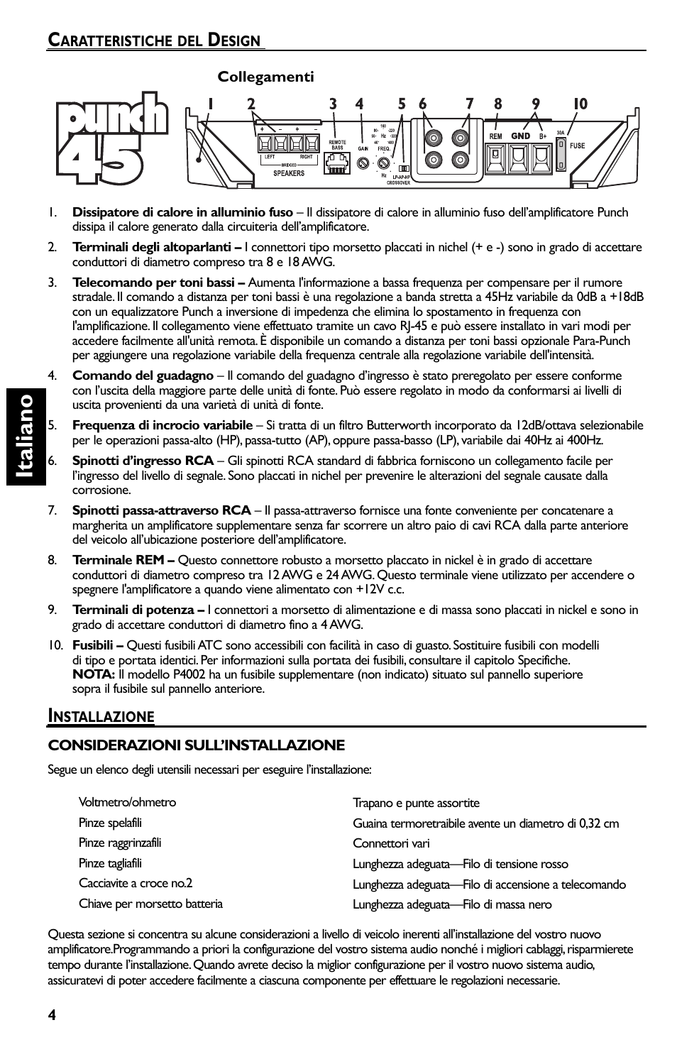 Italiano | Rockford Fosgate Punch 45 User Manual | Page 44 / 52