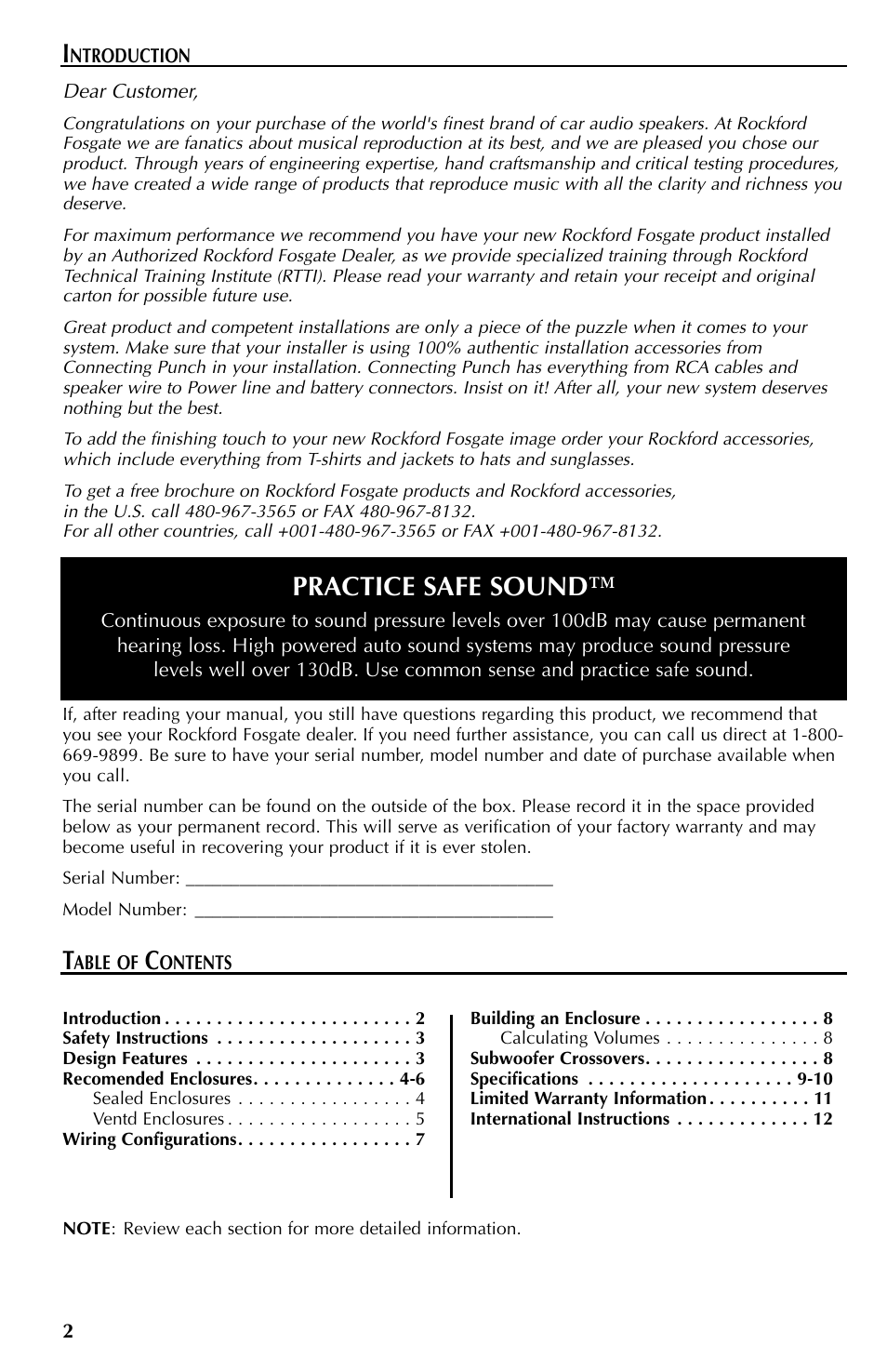 Practice safe sound | Rockford Fosgate RFD2210 User Manual | Page 2 / 36