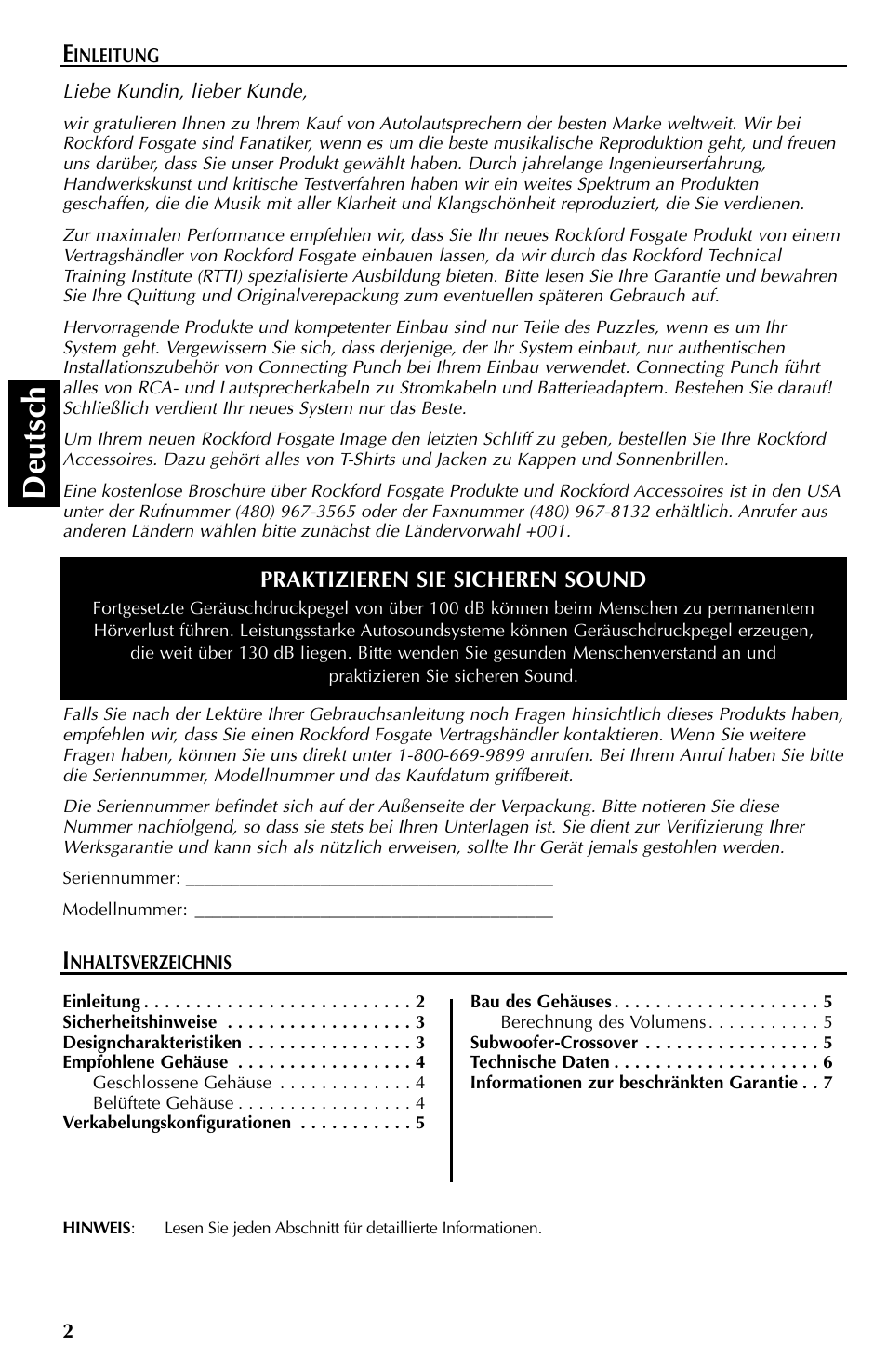Deutsch, Praktizieren sie sicheren sound | Rockford Fosgate RFD2210 User Manual | Page 24 / 36