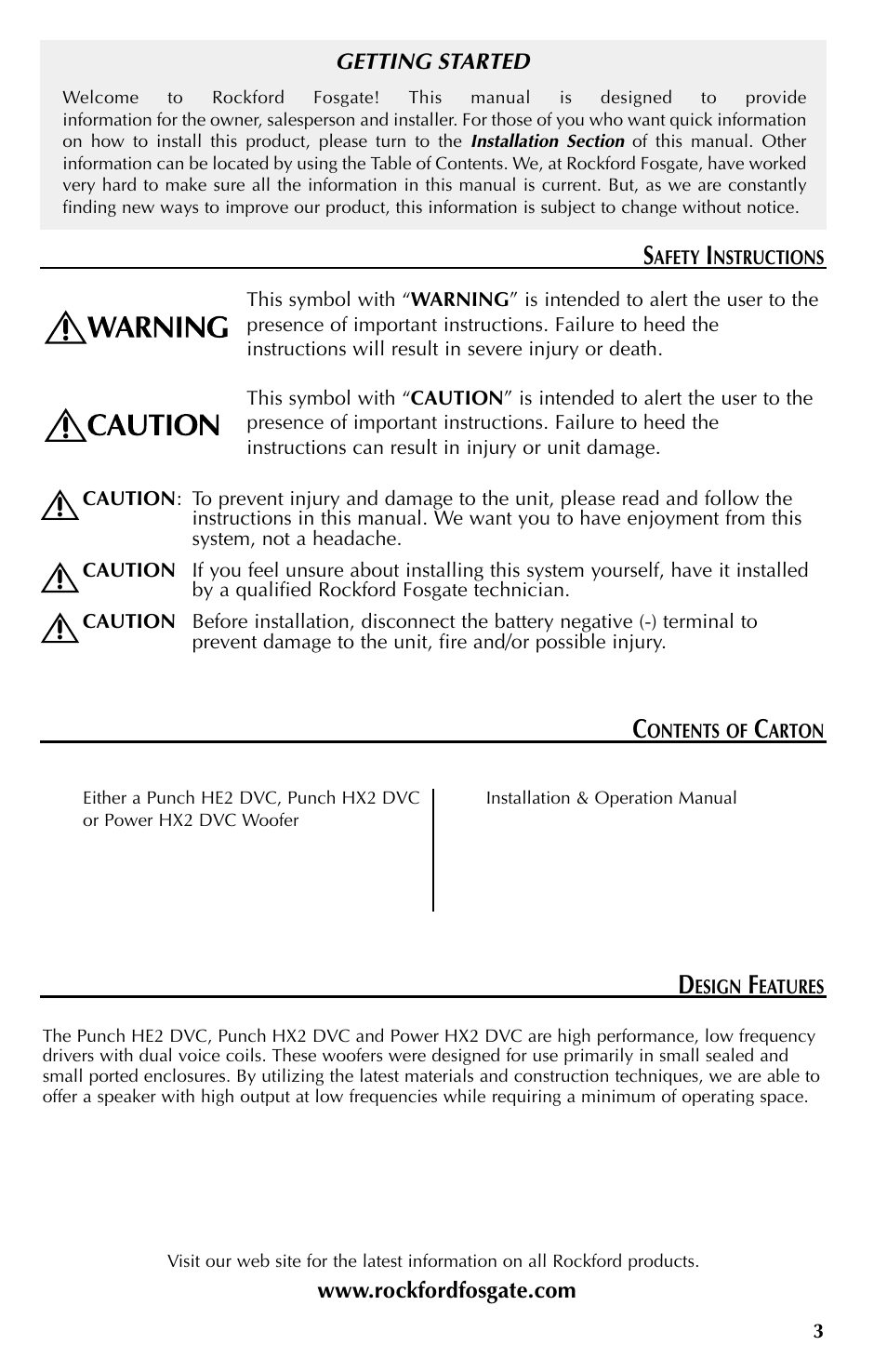 Rockford Fosgate RFD2210 User Manual | Page 3 / 36