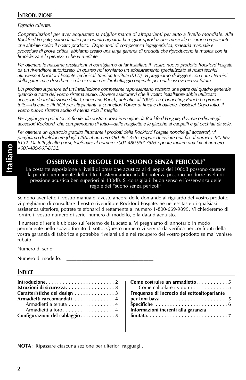 Italiano | Rockford Fosgate RFD2210 User Manual | Page 30 / 36