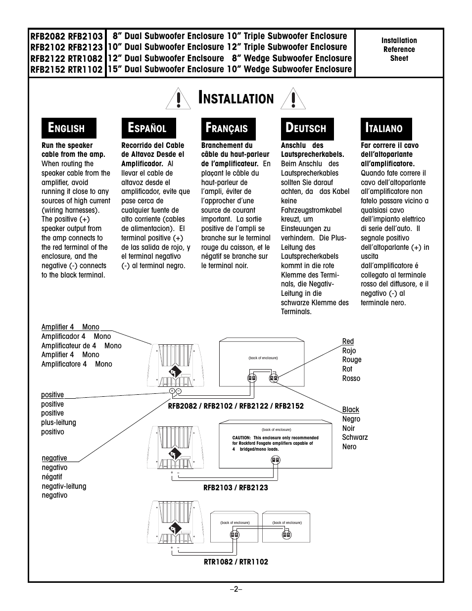 Nstallation | Rockford Fosgate RTR1102 User Manual | Page 3 / 4