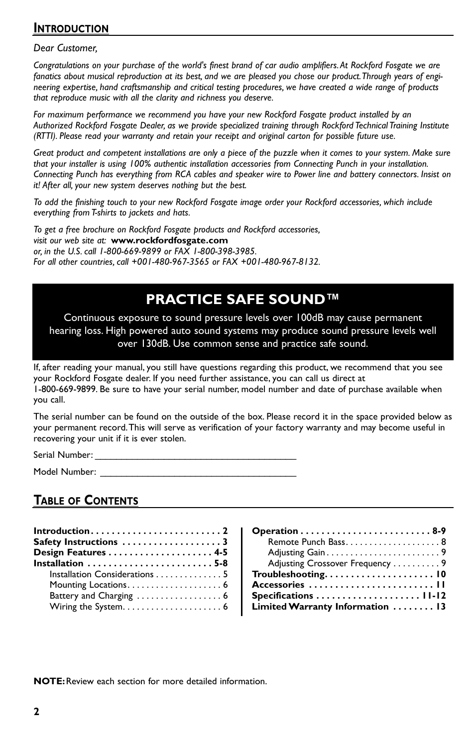 Practice safe sound | Rockford Fosgate P550.2 User Manual | Page 2 / 64