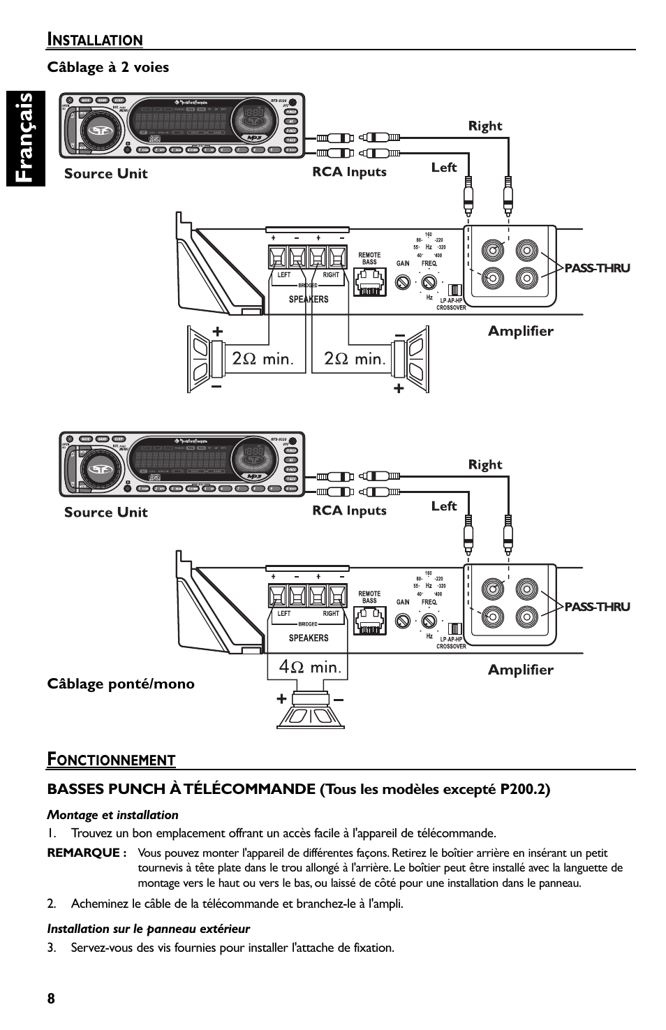 Français | Rockford Fosgate P550.2 User Manual | Page 20 / 64