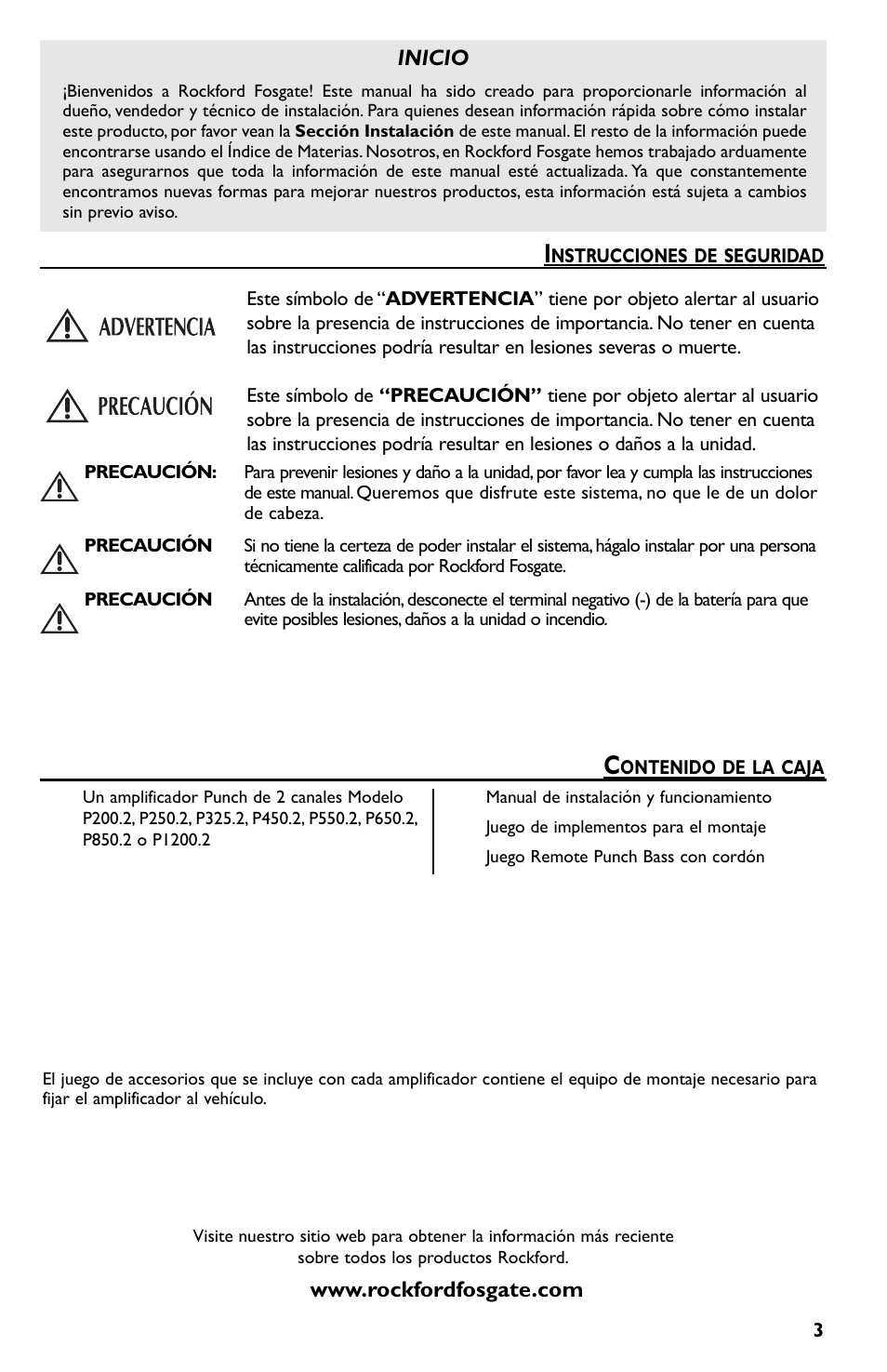 Inicio | Rockford Fosgate P550.2 User Manual | Page 27 / 64