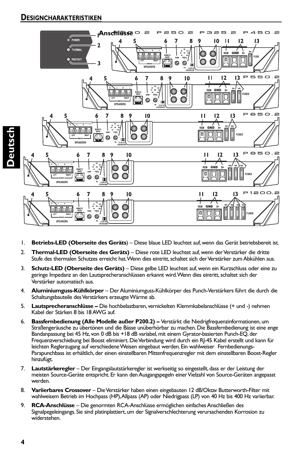 Deutsch | Rockford Fosgate P550.2 User Manual | Page 40 / 64