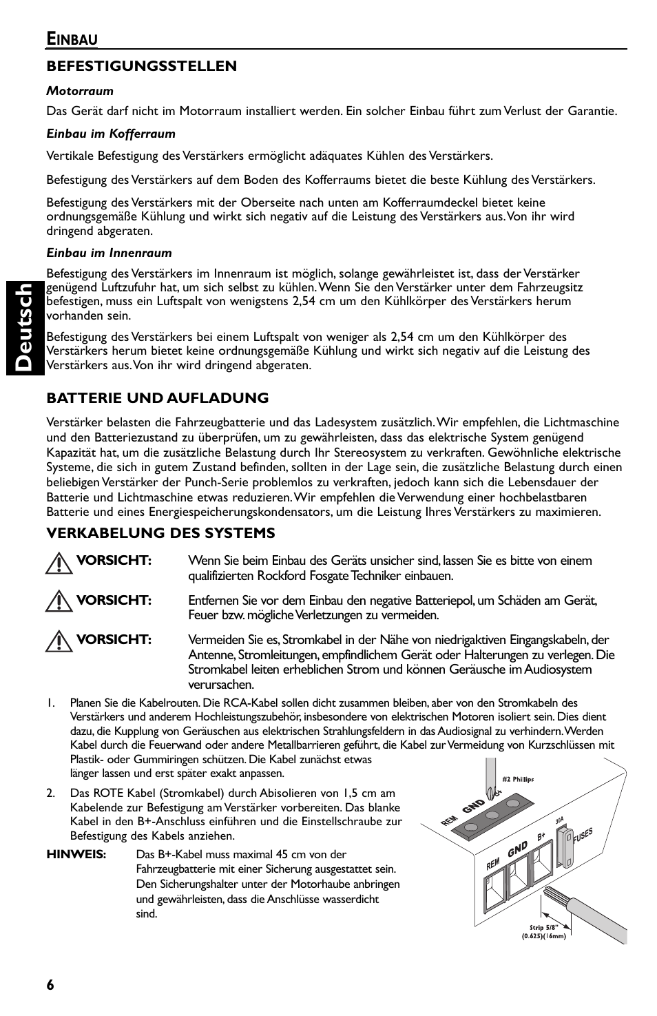 Deutsch | Rockford Fosgate P550.2 User Manual | Page 42 / 64