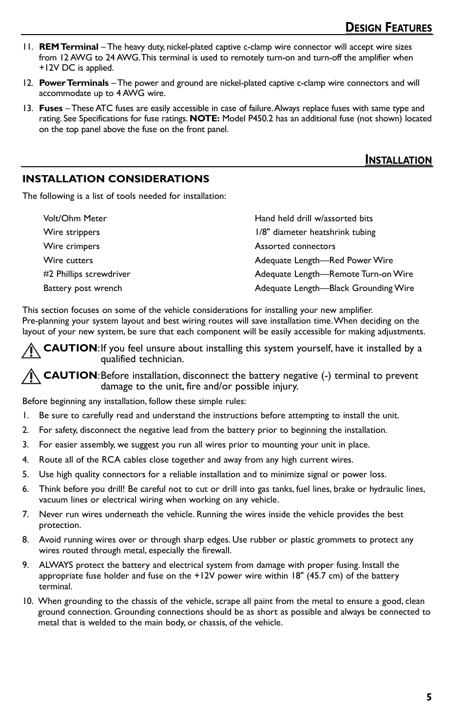 Rockford Fosgate P550.2 User Manual | Page 5 / 64