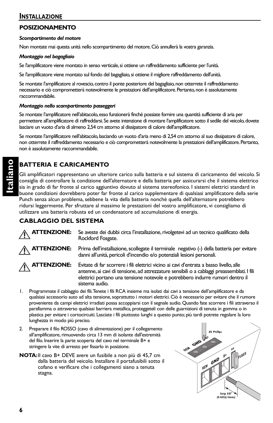 Italiano | Rockford Fosgate P550.2 User Manual | Page 54 / 64