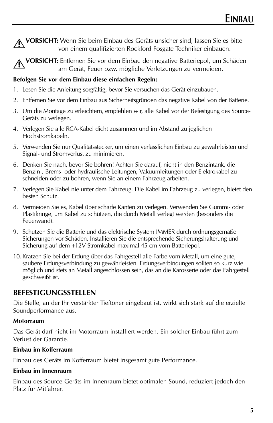 Inbau | Rockford Fosgate RFT3061A User Manual | Page 35 / 52