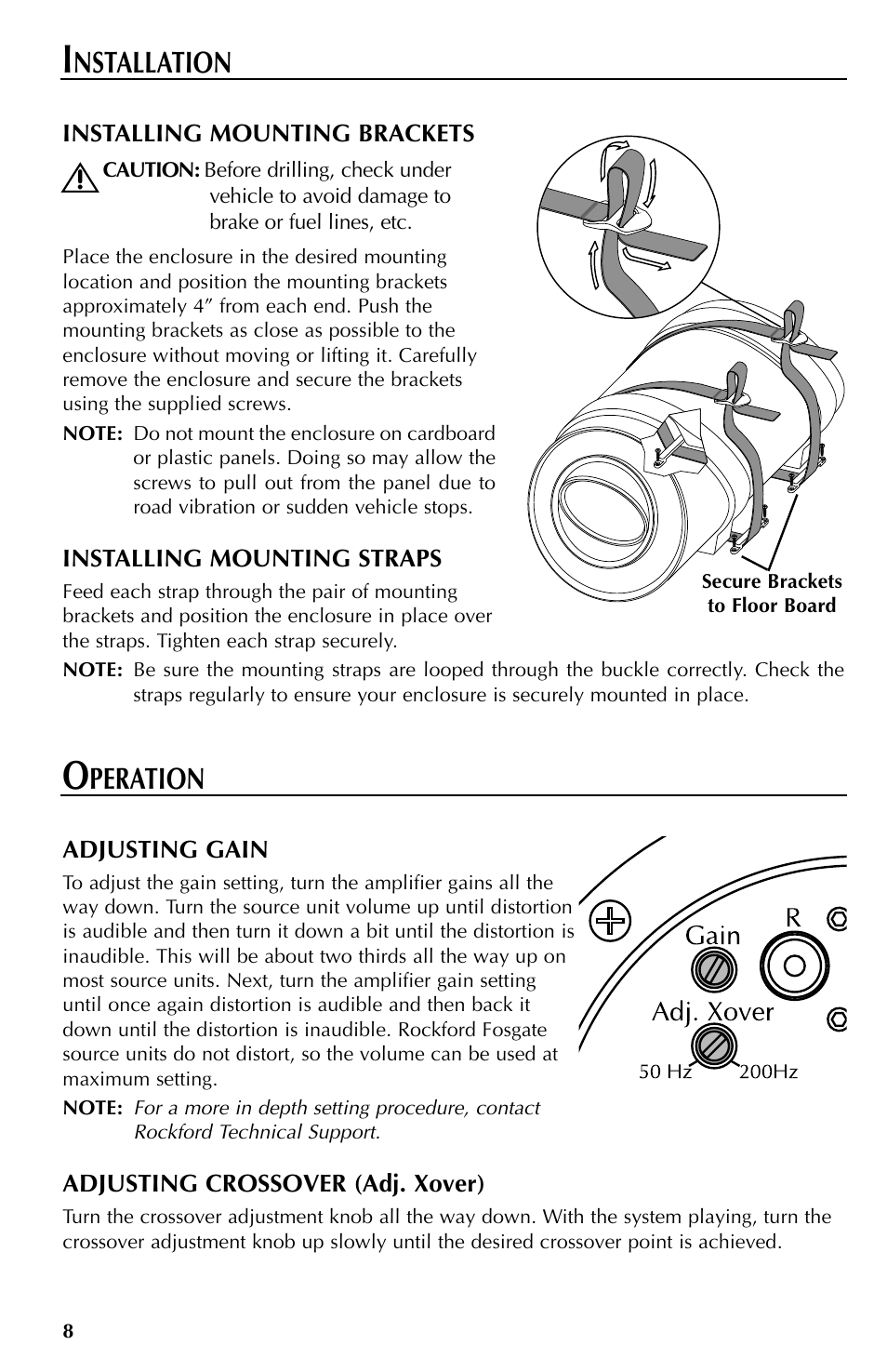Peration, Nstallation | Rockford Fosgate RFT3061A User Manual | Page 8 / 52