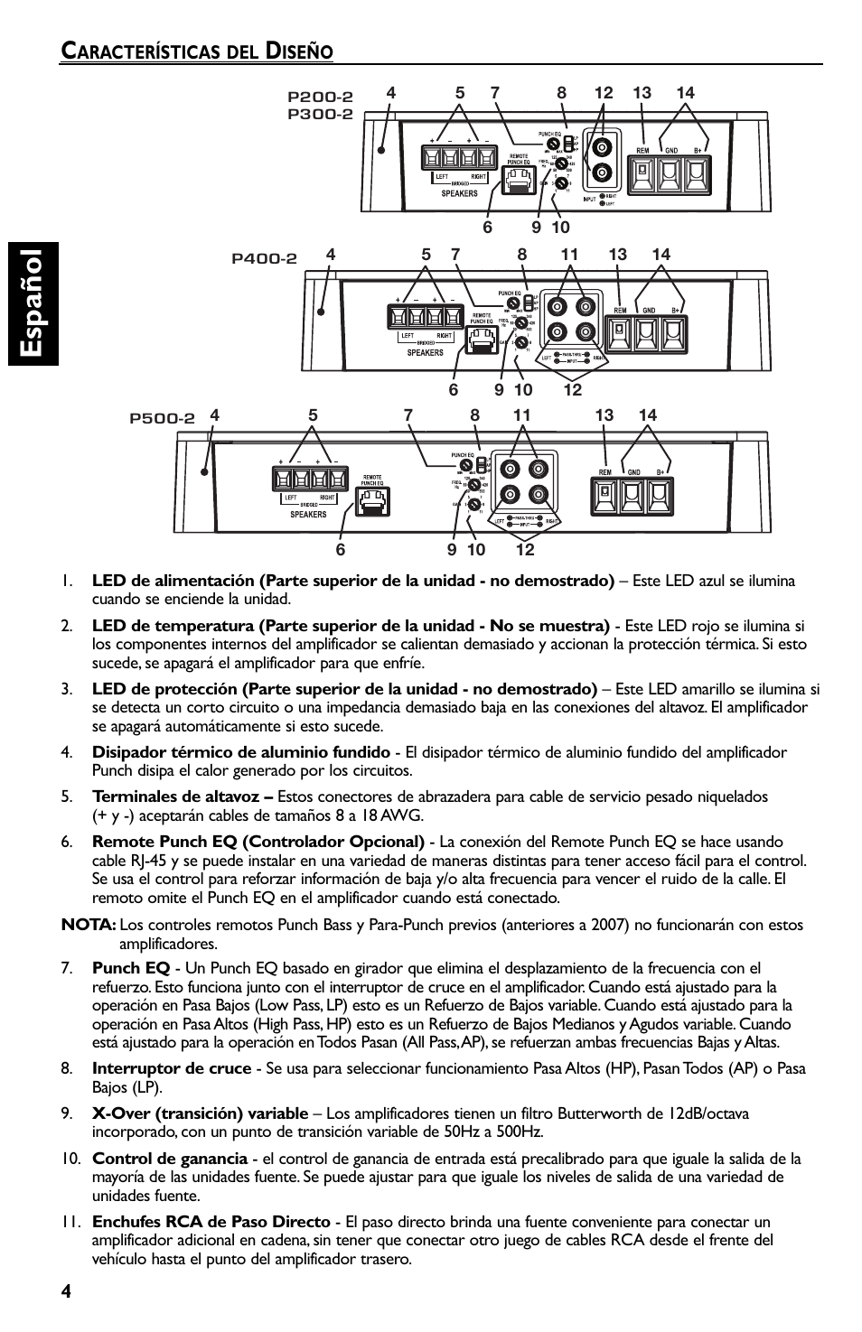 Español | Rockford Fosgate p3002 User Manual | Page 24 / 52