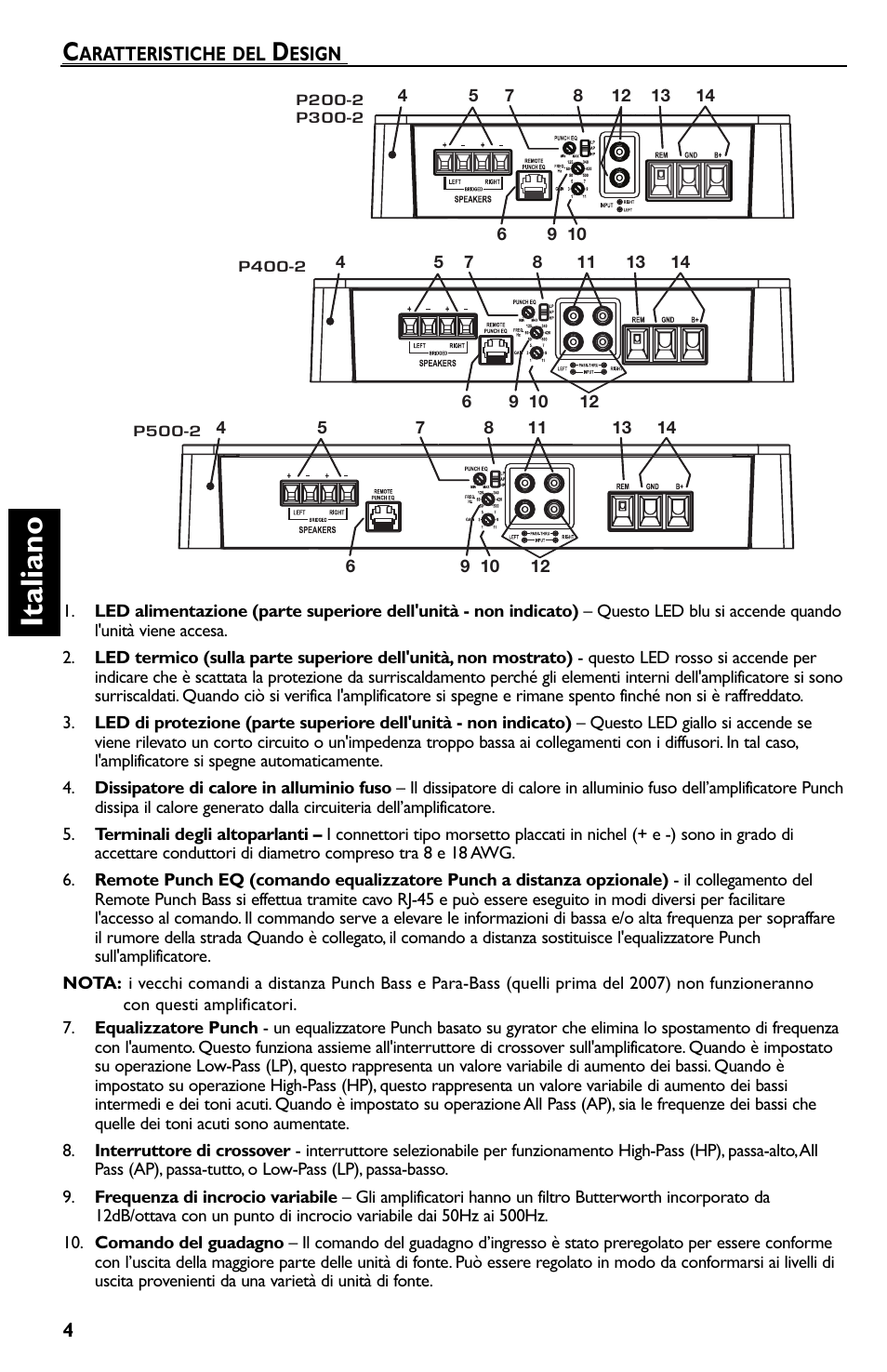 Italiano | Rockford Fosgate p3002 User Manual | Page 44 / 52