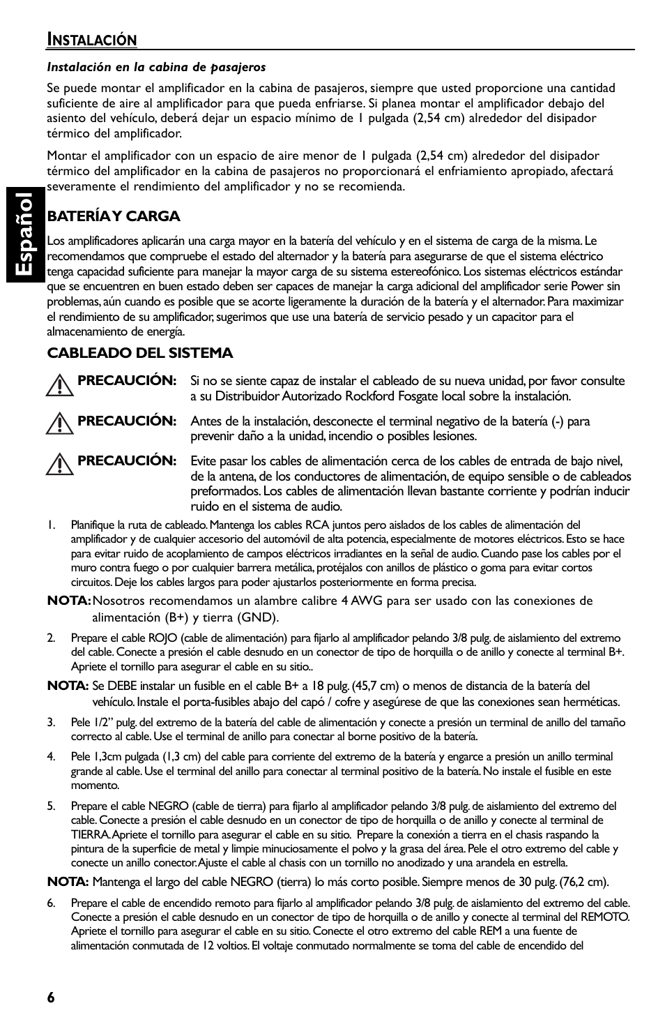 Es p añol | Rockford Fosgate Prime R300-4 User Manual | Page 26 / 52