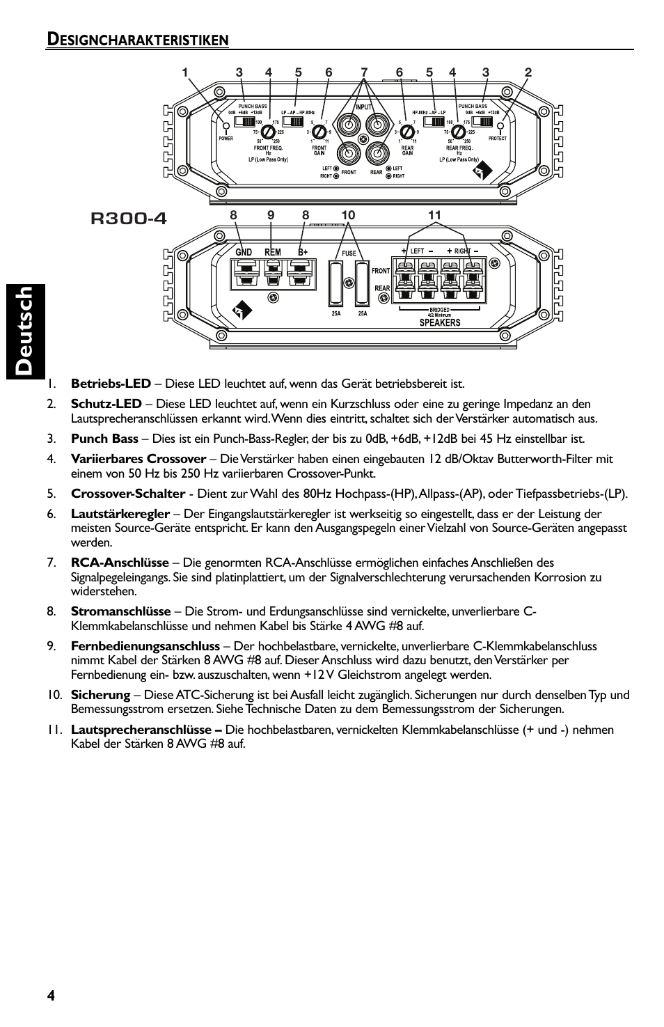 Deutsch, R300-4 | Rockford Fosgate Prime R300-4 User Manual | Page 34 / 52
