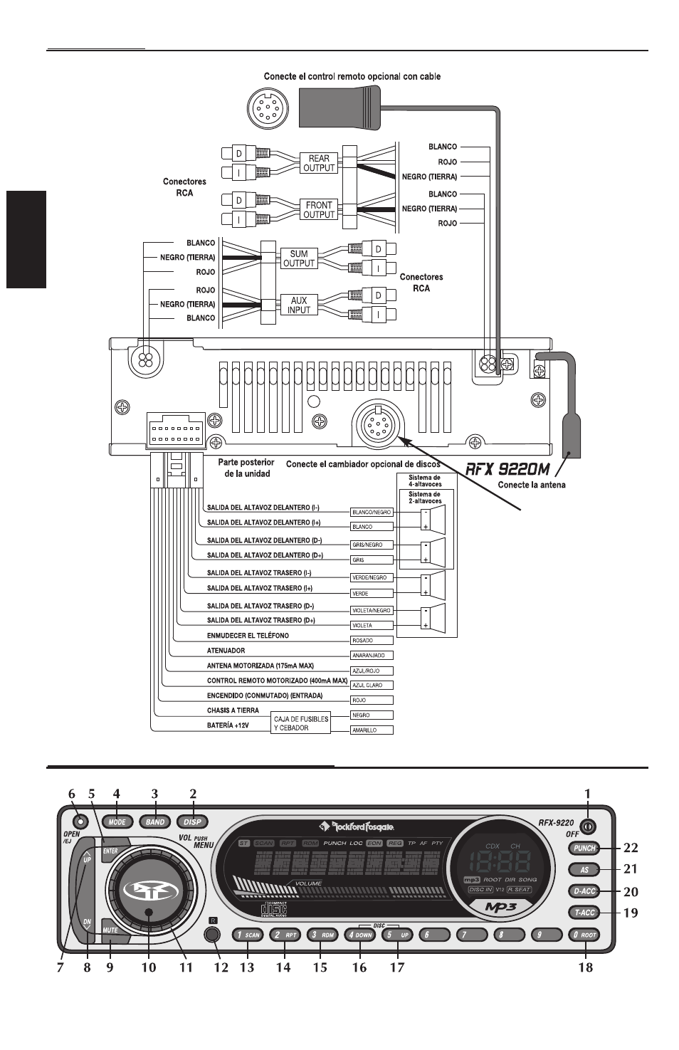 Español | Rockford Fosgate RFX9220M User Manual | Page 60 / 80