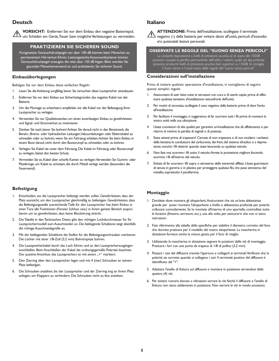 Deutsch, Italiano | Rockford Fosgate Prime R1693 User Manual | Page 5 / 8