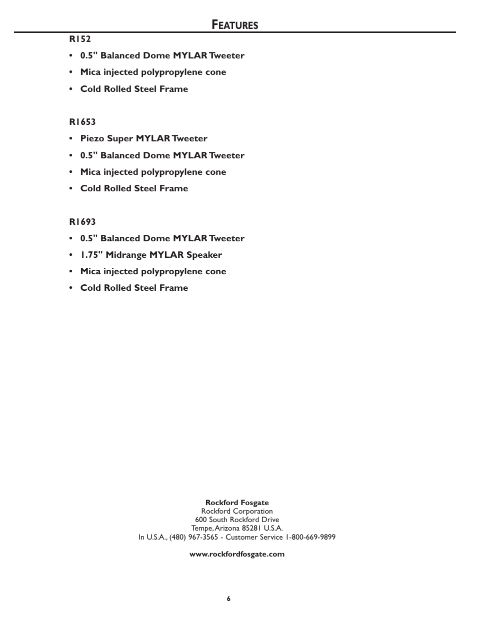 Eatures | Rockford Fosgate Prime R1693 User Manual | Page 6 / 8