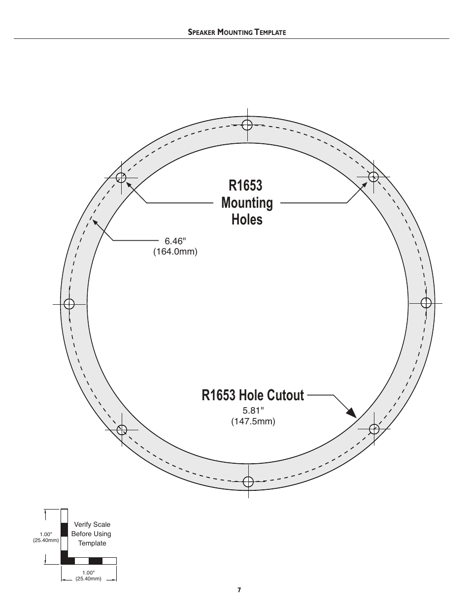 R1653 mounting holes, R1653 hole cutout | Rockford Fosgate Prime R1693 User Manual | Page 7 / 8