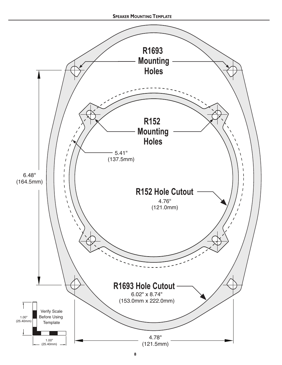 R1693 hole cutout | Rockford Fosgate Prime R1693 User Manual | Page 8 / 8