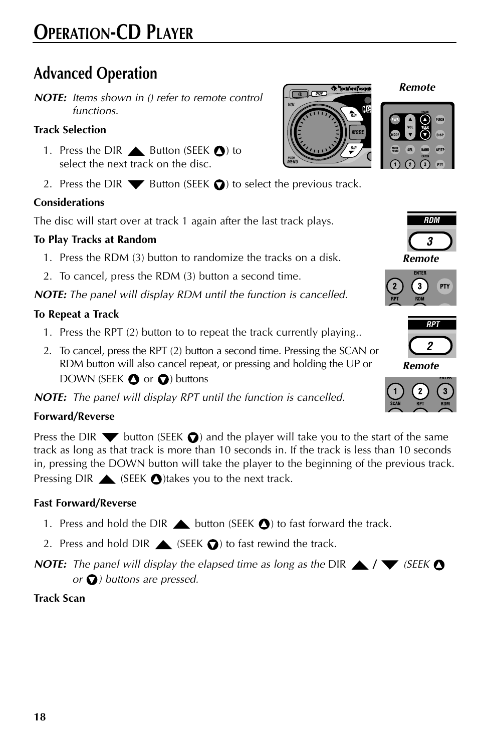 Cd p, Advanced operation, Peration | Layer | Rockford Fosgate RFX9000 User Manual | Page 18 / 80