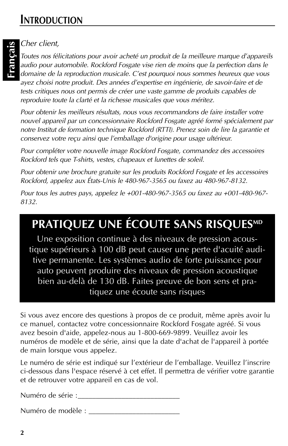 Pratiquez une écoute sans risques, Français, Ntroduction | Rockford Fosgate RFX9000 User Manual | Page 28 / 80