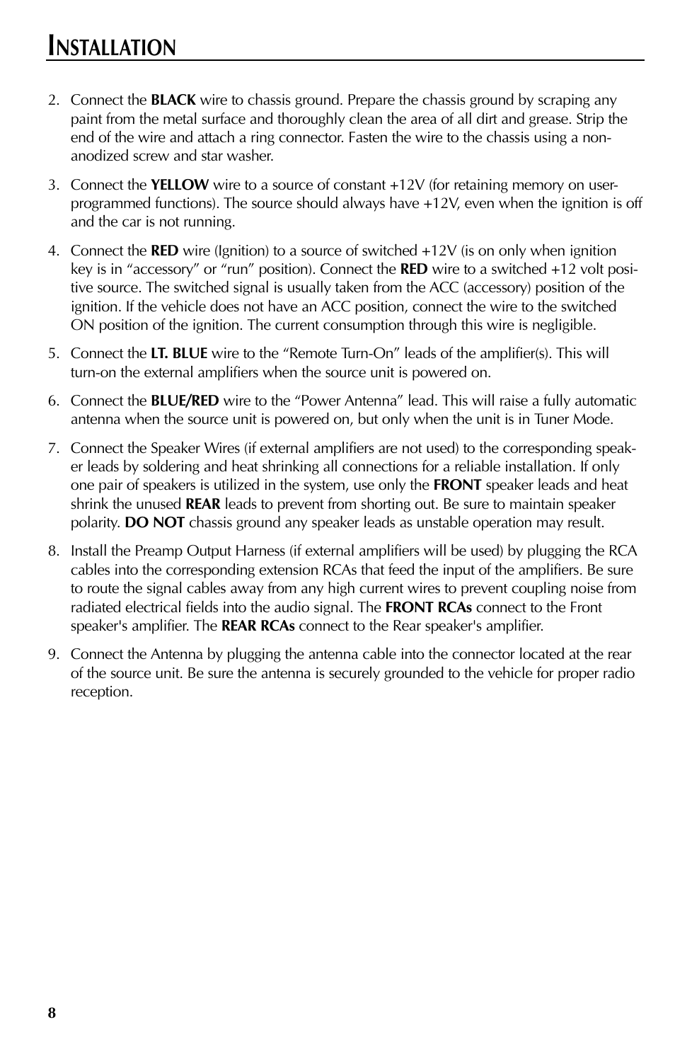 Nstallation | Rockford Fosgate RFX9000 User Manual | Page 8 / 80