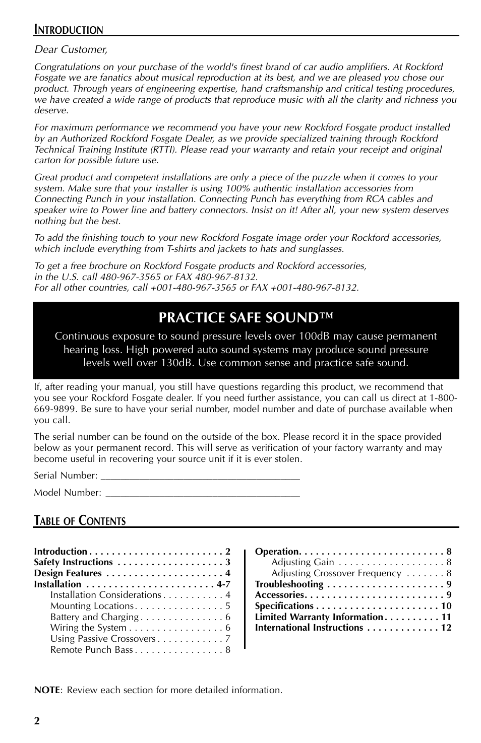 Rockford Fosgate punch 250M User Manual | Page 2 / 12