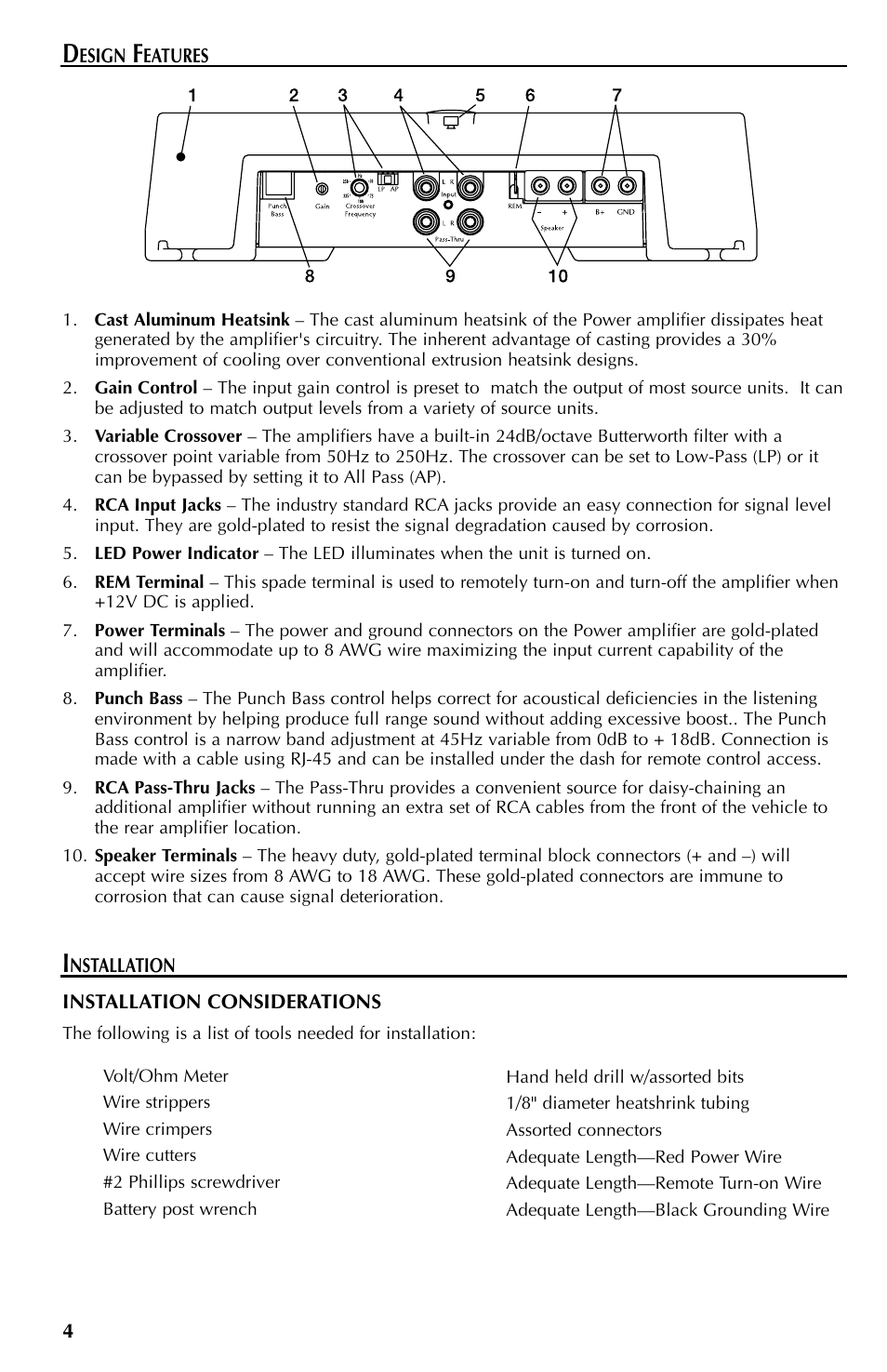 Input panel | Rockford Fosgate punch 250M User Manual | Page 4 / 12