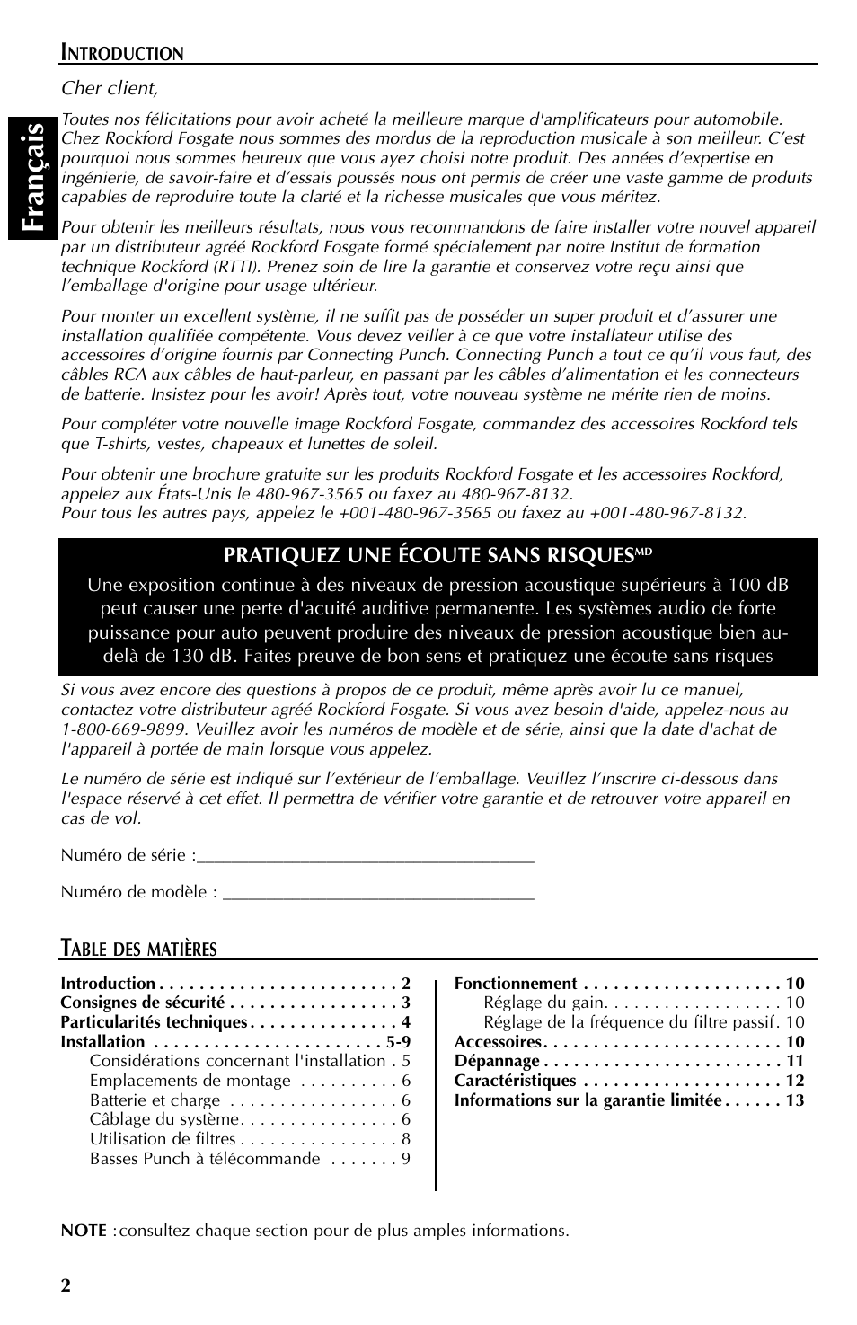 Fran çais | Rockford Fosgate 401SP User Manual | Page 14 / 40
