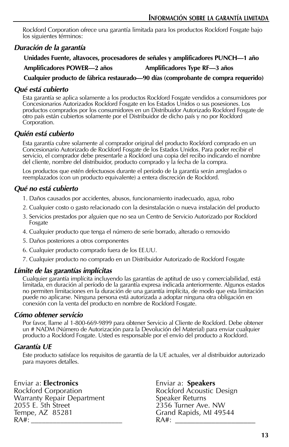Rockford Fosgate 401SP User Manual | Page 37 / 40