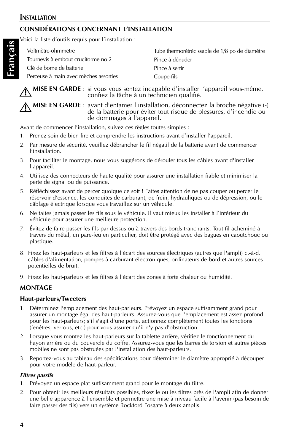 Fran çais | Rockford Fosgate FNQ3514 User Manual | Page 14 / 44