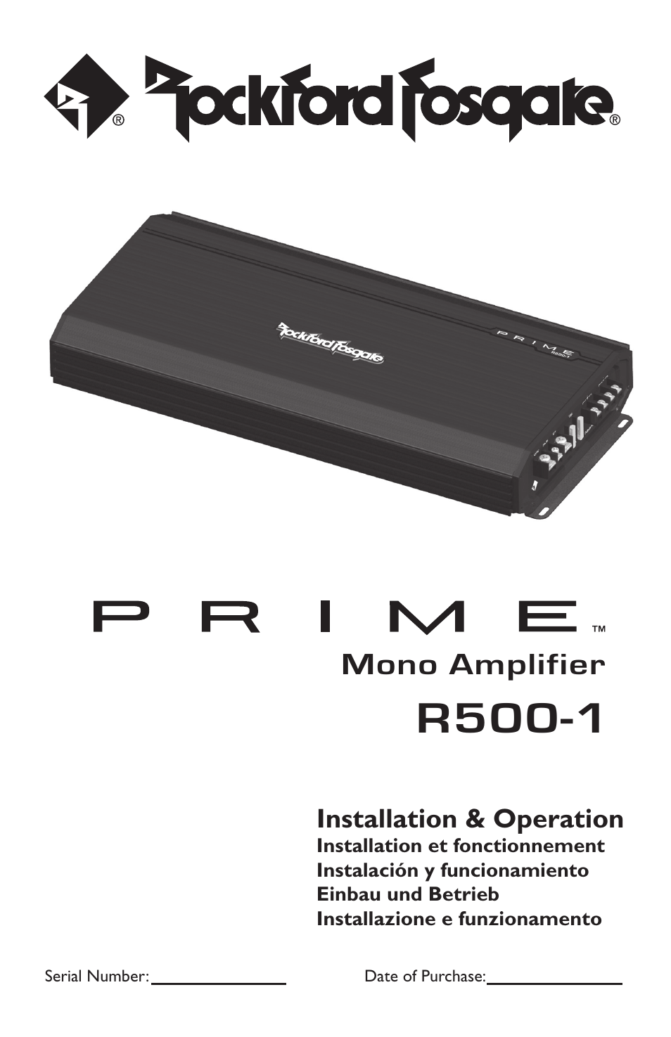 Rockford Fosgate Prime R500-1 User Manual | 52 pages