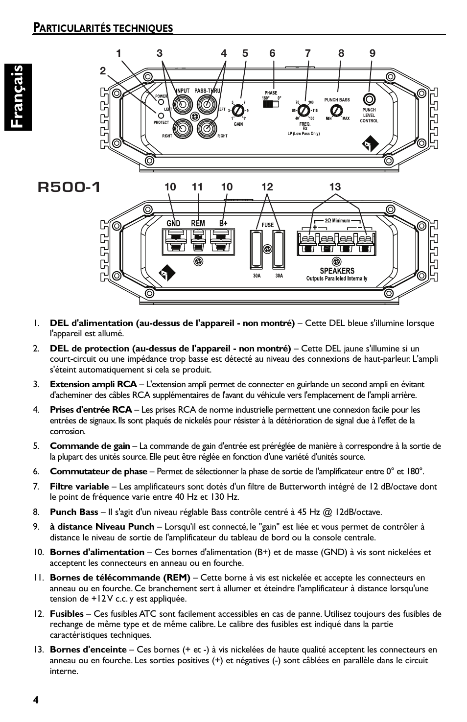 Fra n çais, R500-1 | Rockford Fosgate Prime R500-1 User Manual | Page 14 / 52