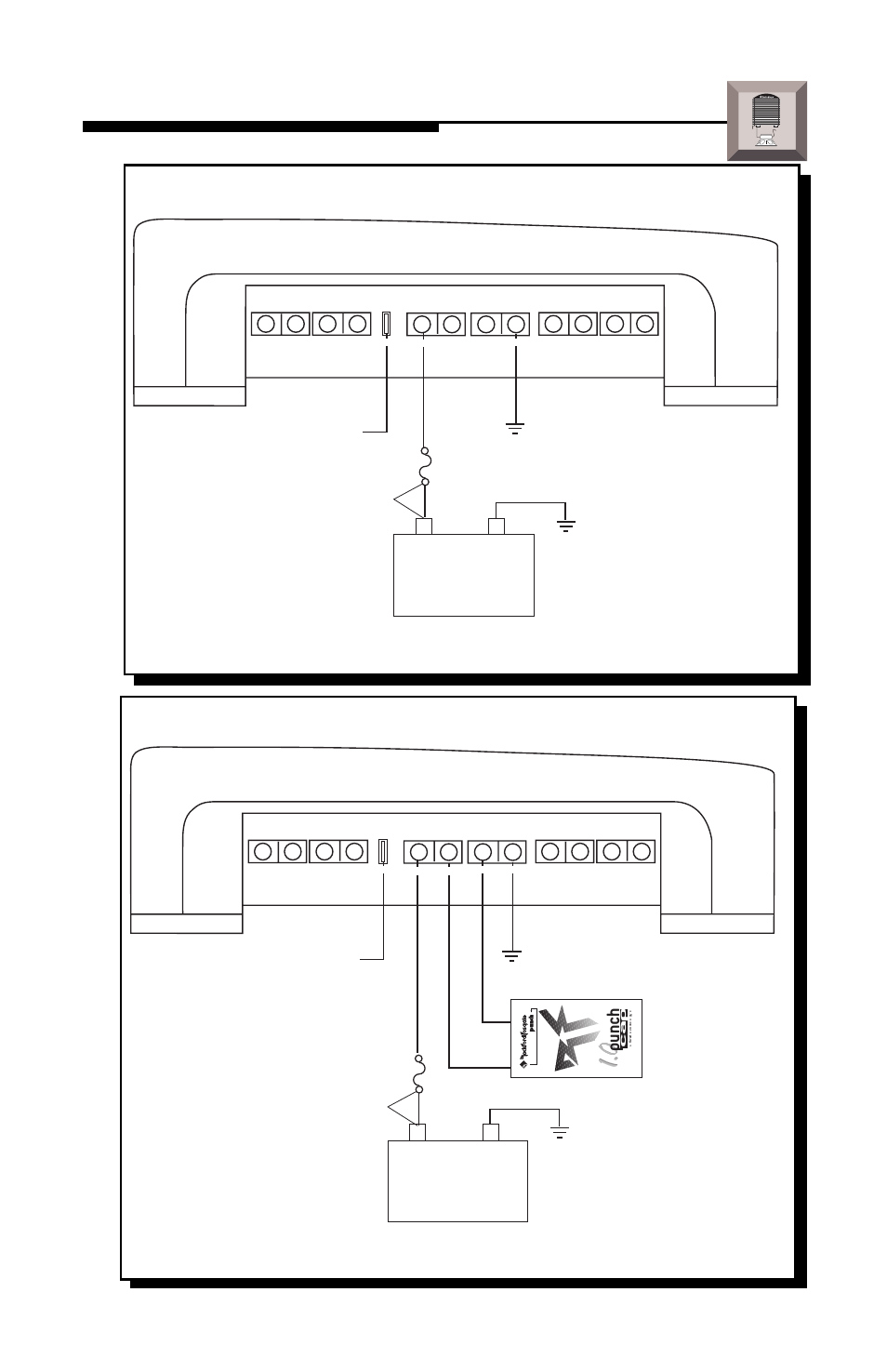 Nstallation, Power connections (option #1), Power connections (option #2) | Punch, Keep grounds as short as possible | Rockford Fosgate 360.6 User Manual | Page 28 / 68