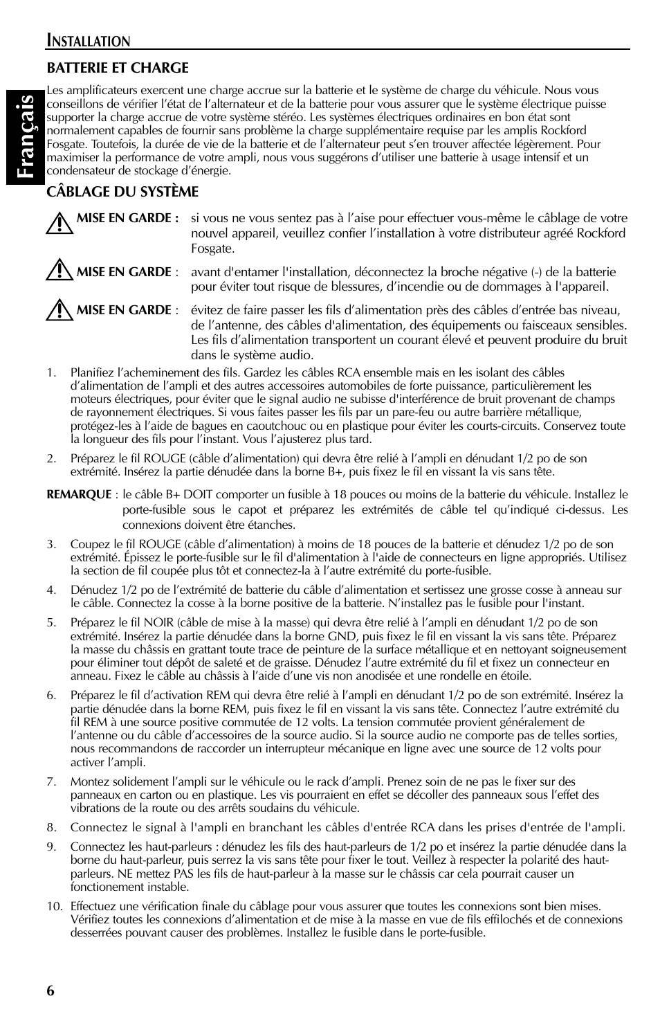 Fran çais | Rockford Fosgate FFX3 User Manual | Page 18 / 64