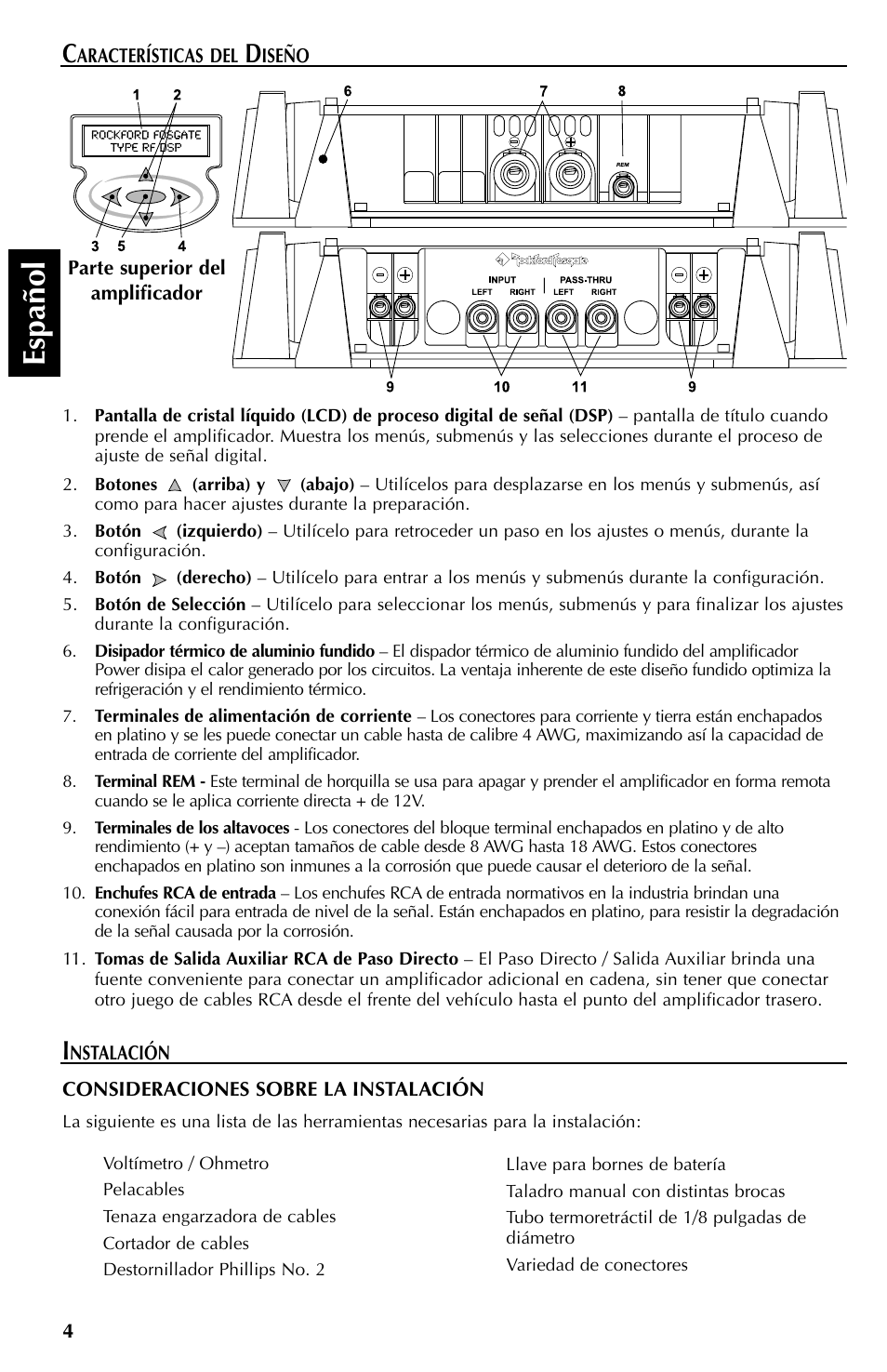 Espa ñ ol | Rockford Fosgate FFX3 User Manual | Page 28 / 64